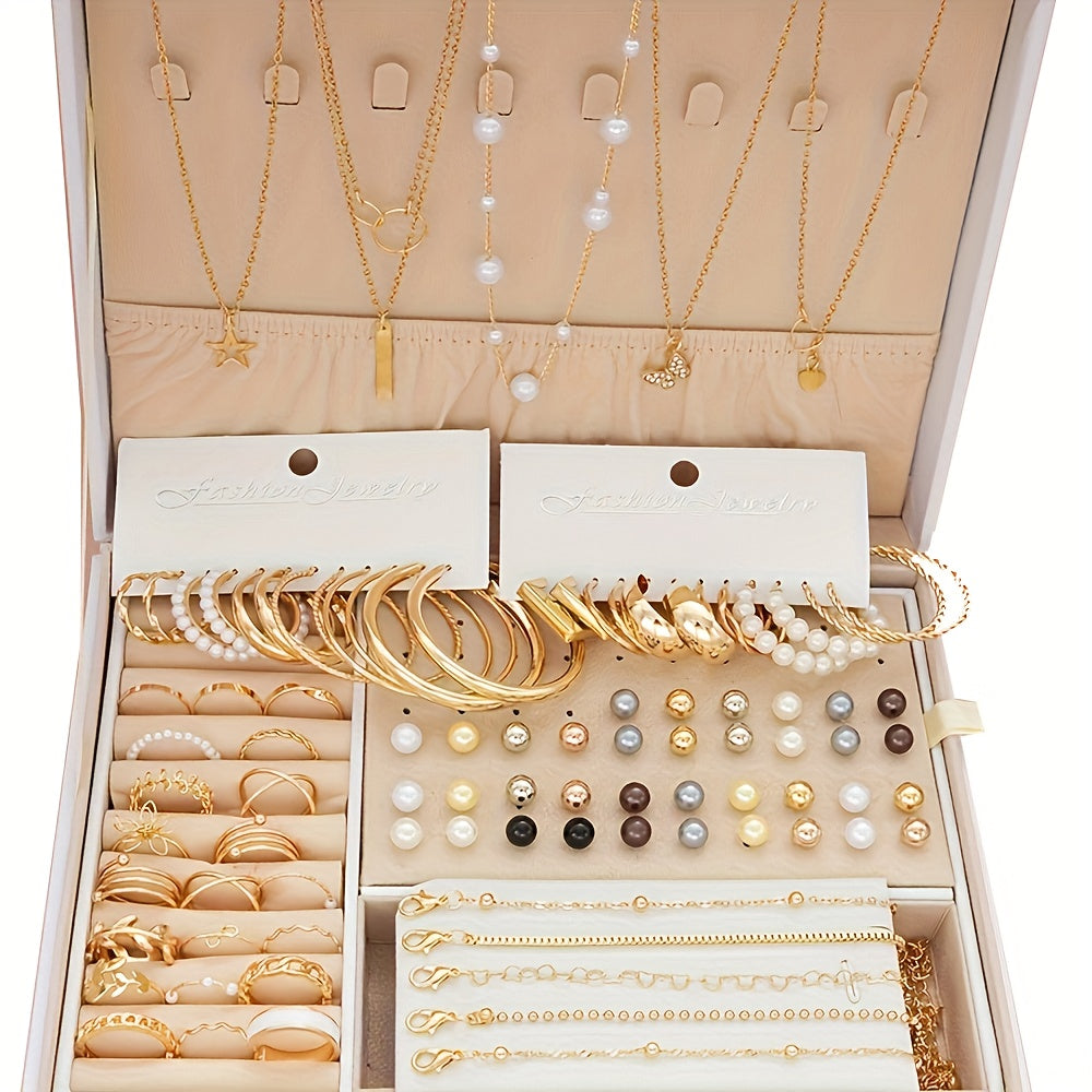 Gold Jewelry Set with Earrings Necklaces Bracelets Rings Anklets 54/58/83/84/86/91 Pieces