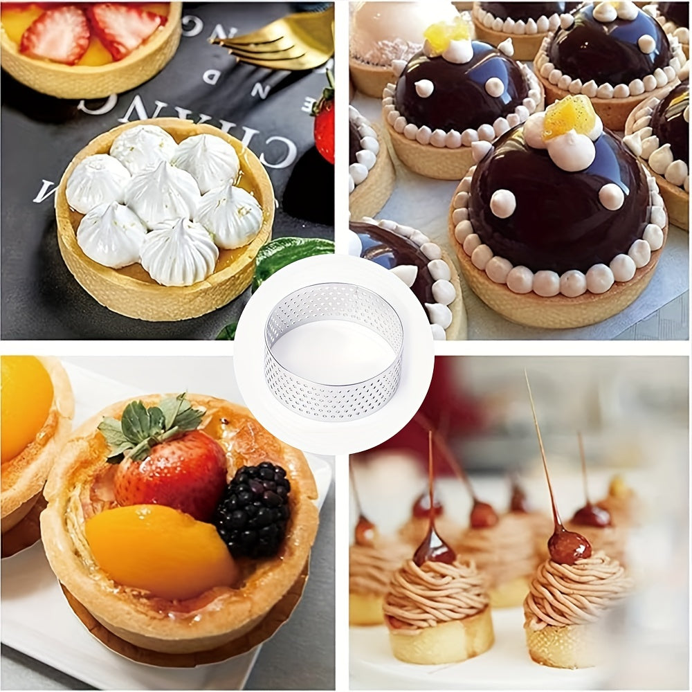 Stainless Steel Tart Ring 5cm Non-Stick Perforated Dessert Mold for Baking