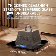 LED displeyli, harorat funksiyali, KG/LB o'rtasida o'tkazish mumkin bo'lgan yuqori aniqlikdagi elektron hammom shkafi, AAA batareyalar bilan ishlaydi, qattiqlashtirilgan shisha bilan tayyorlangan, uy, fitnes va