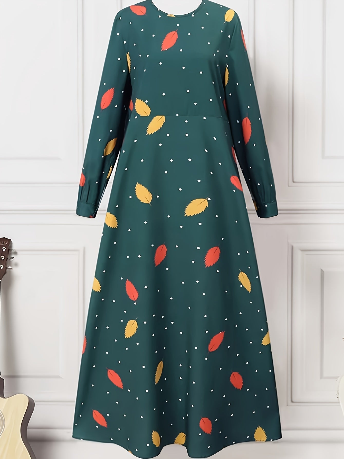 Women's Polka Dot A-Line Dress with Ruffle Hem for Spring and Fall