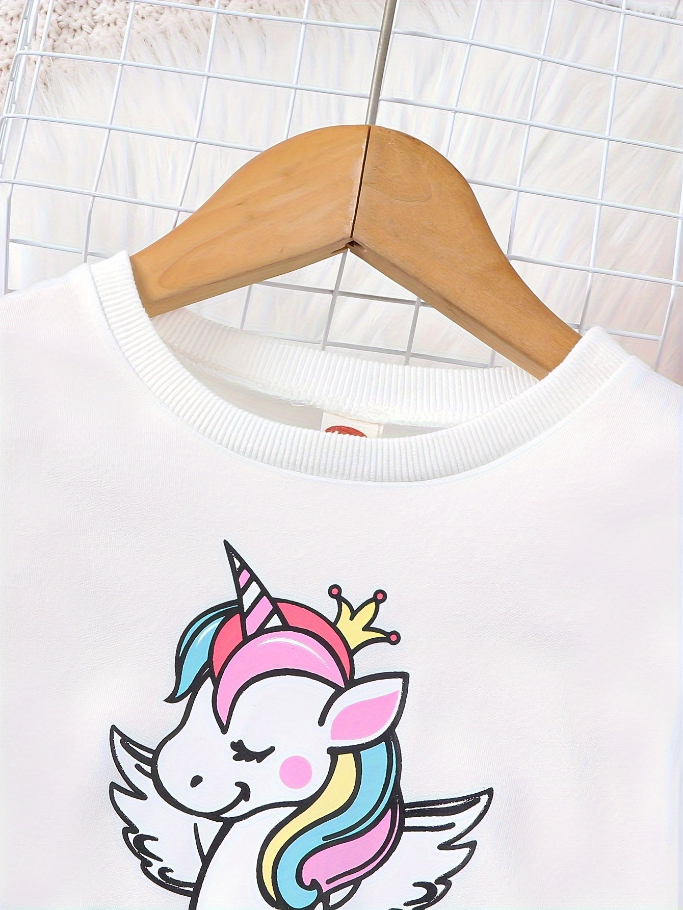 Girls Rainbow Tutu Dress with Unicorn Print Long Sleeve Midi Autumn Spring