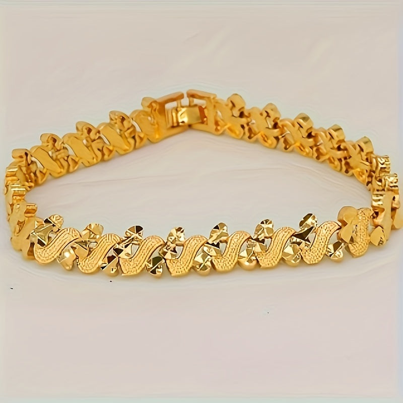 Women Copper Link Bracelet 18K Gold Plated Jewelry for Weddings Parties and Occasions