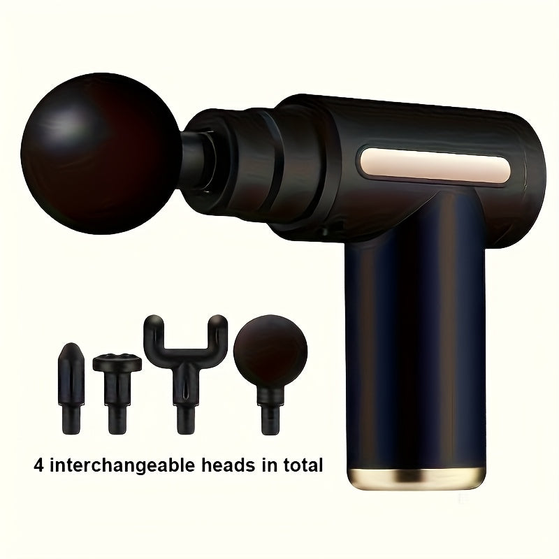 4 ta massaj boshli mini massaj quroli, 6 ta rejim, USB orqali zaryadlash, turli ranglar - Otalar kuni va Sevgi kuni uchun mukammal sovg'a.