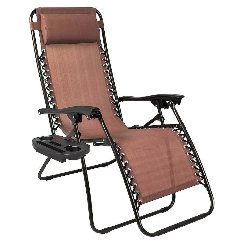 Bandeja con portavasos para sillón de gravedad cero negro con soporte para teléfono y tableta