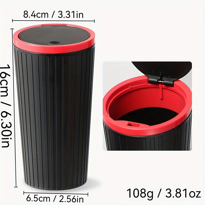 Coche Mini Press Cubo de basura con tapa, material PP duradero para reposabrazos o portavasos