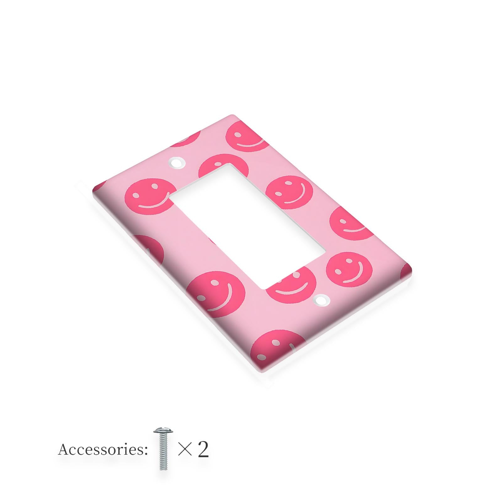 Pink Smile Face Wall Plate Cover Decorative Light Switch Outlet Panel for Bedroom or Kitchen