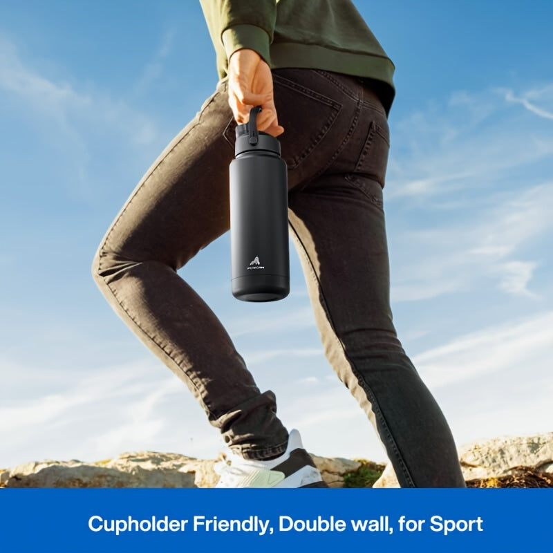 40oz Stainless Steel Water Bottle with 2-in-1 Straw and Spout Lid Leak-Proof BPA-Free for Sports Gym Travel