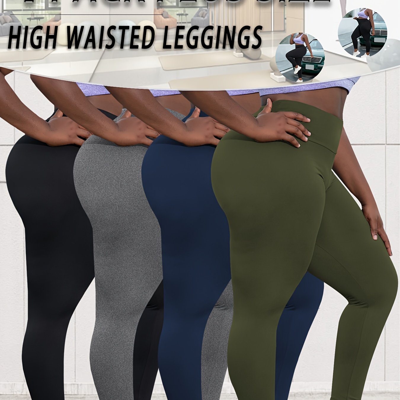 Plus Size High-Waisted Leggings for Women Soft Tummy Control Yoga Running