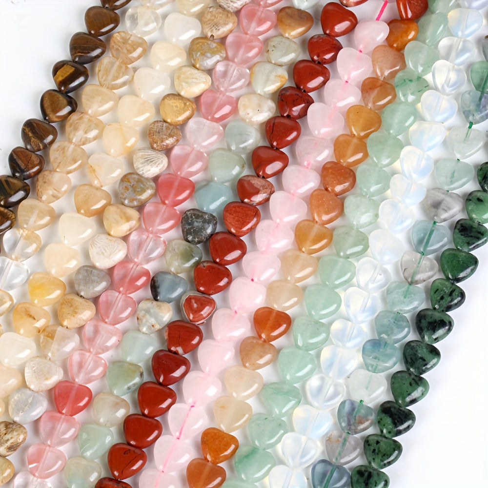 Heart-Shaped Stones Set 10mm Rose Quartz Lapis Lazuli Amazonite for Jewelry Making