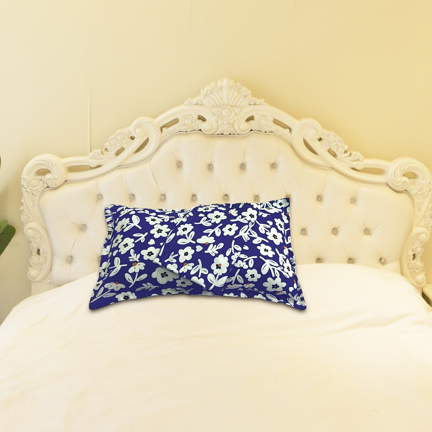 Fundas de almohada de satén con estampado floral, tamaño estándar, fundas decorativas de poliéster suave