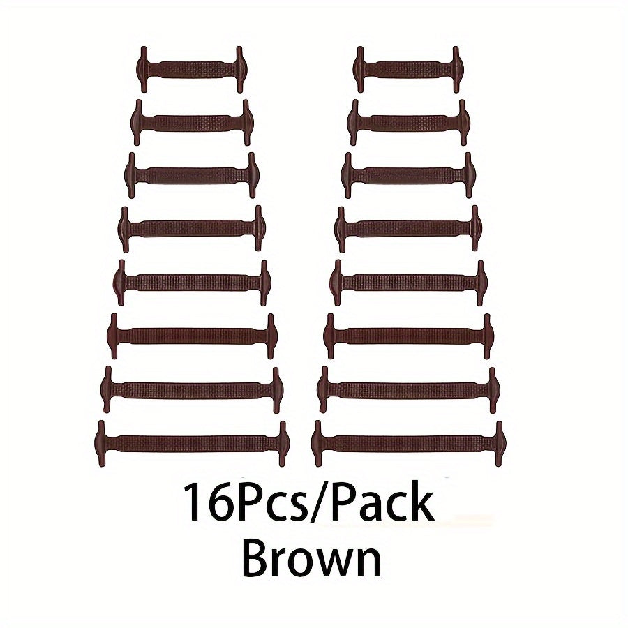 16pcs High Elastic Silicone Lazy Shoelaces for Sneakers, No-Tie, Convenient