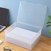 Large Transparent Plastic Storage Box with Flip Lid for Documents and Office Use