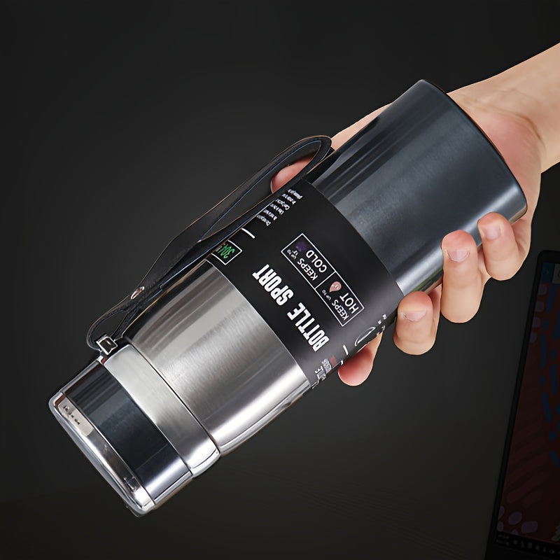 Large Capacity Travel Kettle Stainless Steel with Insulated Cup and Portable Strap