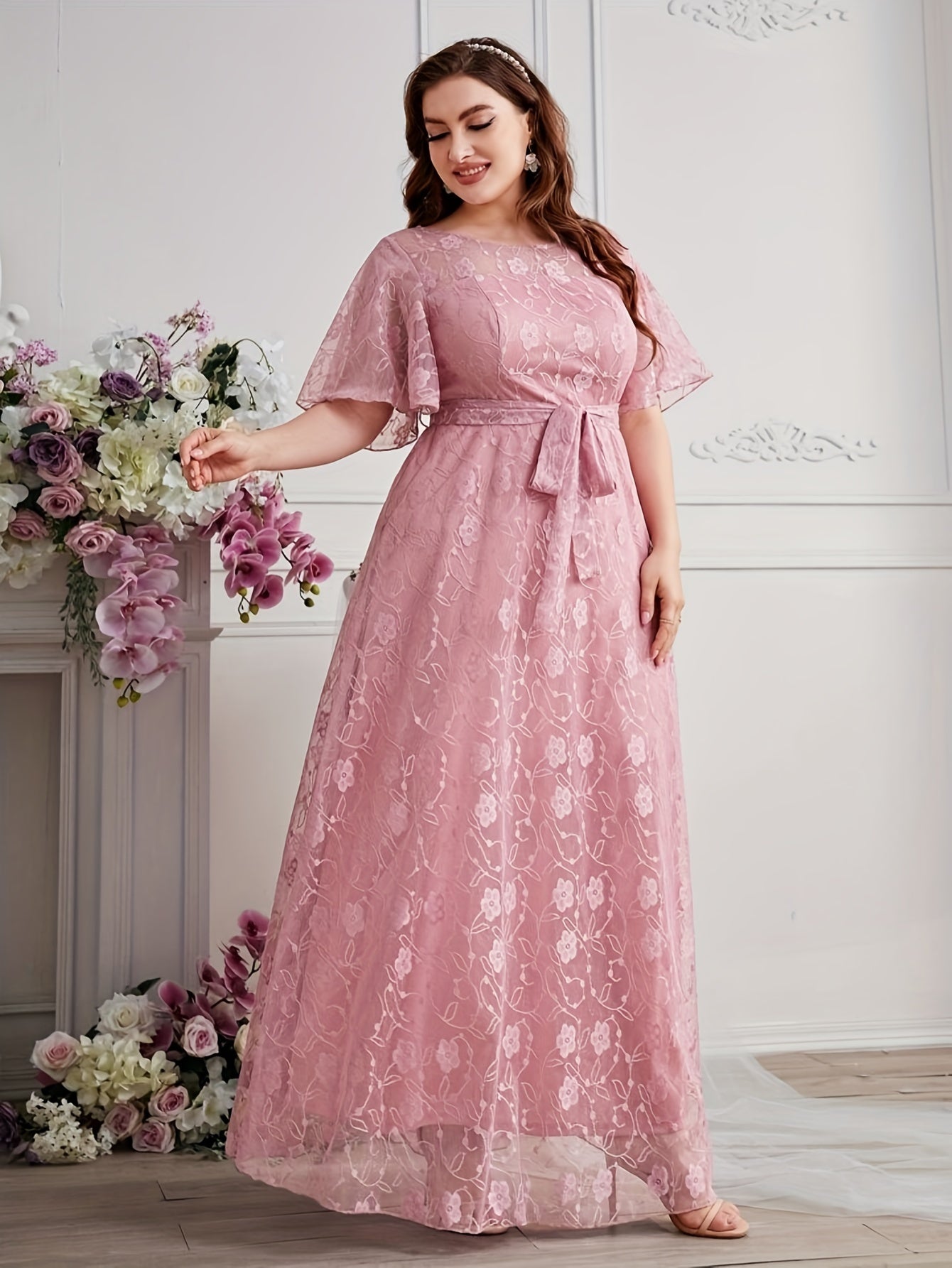 Plus Size Summer High-Waisted Lace Skirt for Women All-Season Elegant Long Length