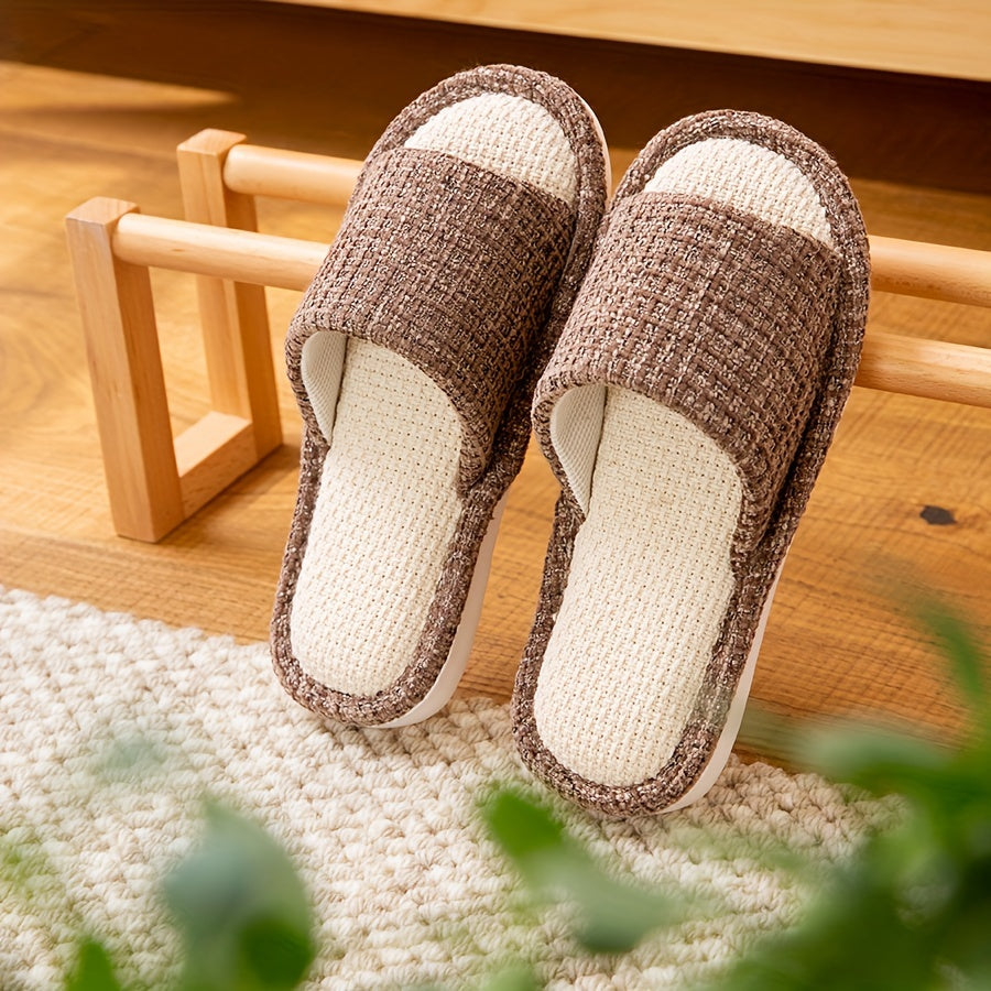 Women's Casual Linen Open Toe Indoor Slippers
