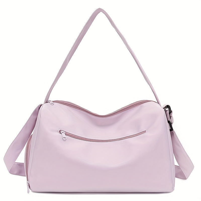 Unisex Nylon Gym Bag with Wet Dry Separation Trolley Sleeve Hand Washable Red Black Beige Green Purple