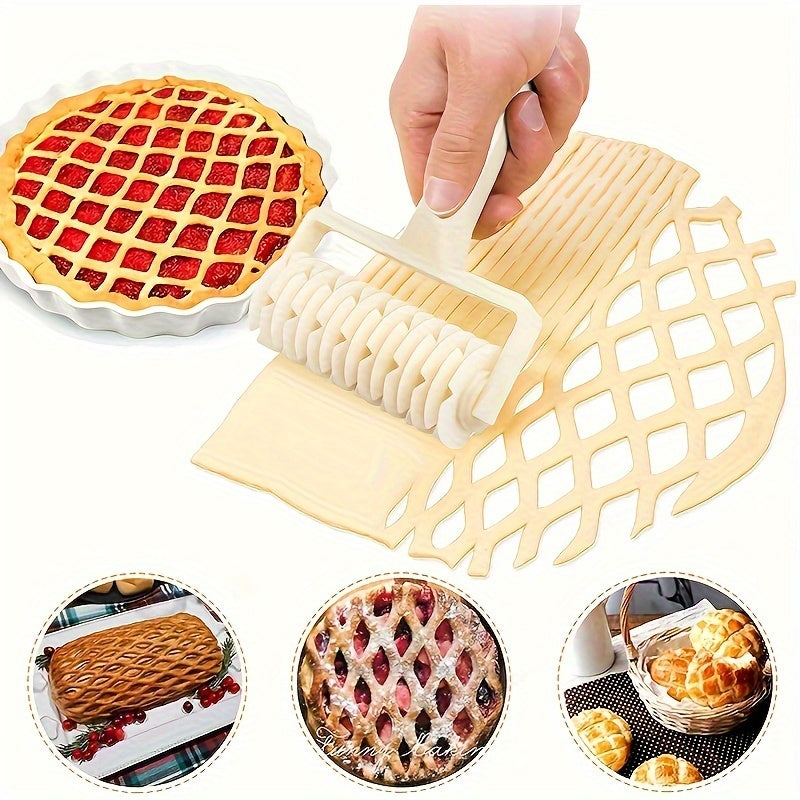 Plastic Food-Safe Grid Roller Cutter for Pastry Baking Pie Pizza Cookie Dough