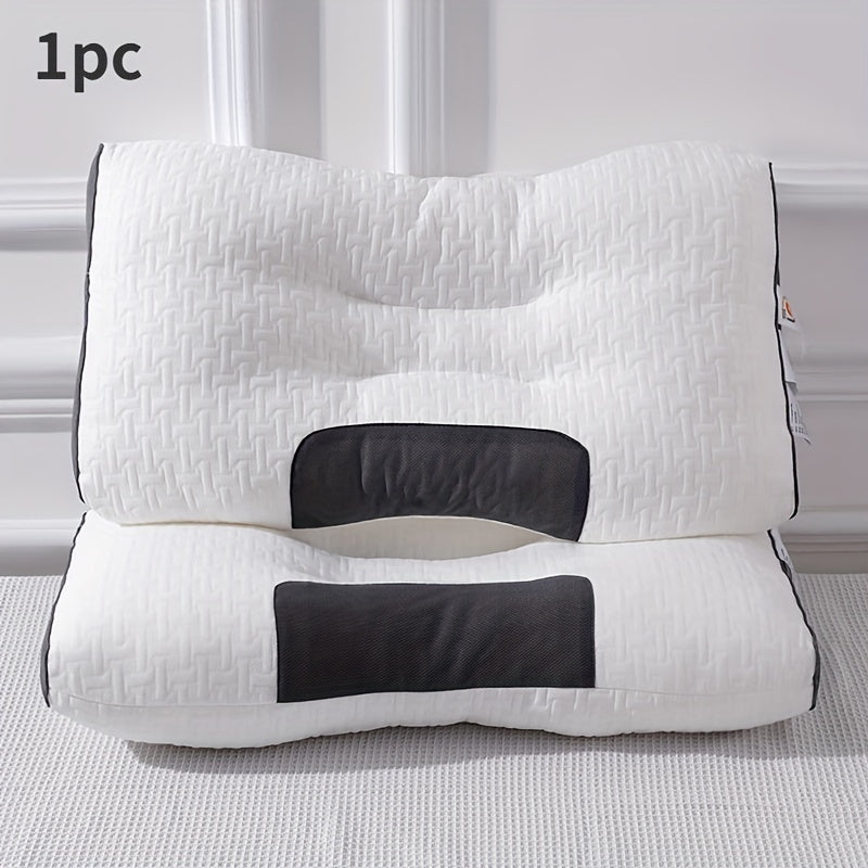 "Ergonomik 3D SPA massaji bilan ortopedik bo'yin qo'llab-quvvatlovchi yostiq - yuvilishi mumkin bo'lgan polyester tolasi, zip yopilishi, barcha mavsumlar uchun qulaylik, oq rang, suyak shaklidagi dizayn, yotoq ta'minoti"