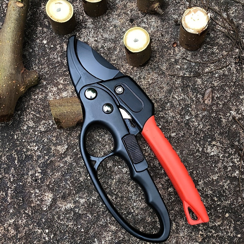 Professional Ratchet Anvil Pruning Shears with Segmented Pulley and Reinforced Handle
