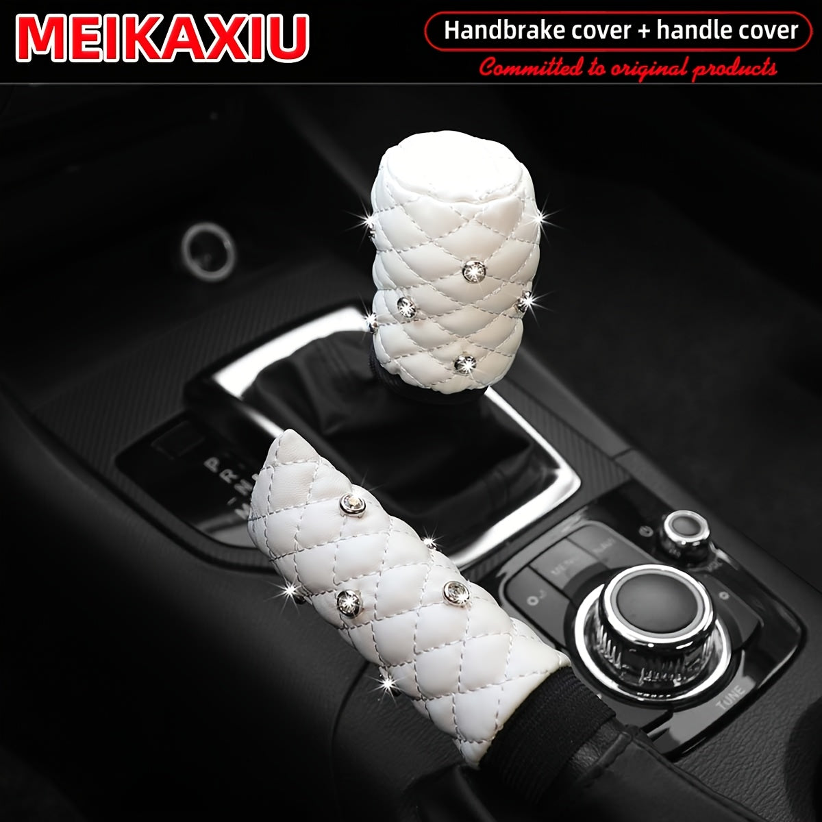 2pcs Artificial Diamond Inlaid Sheep Car Handbrake Gear Cover Interior Accessories