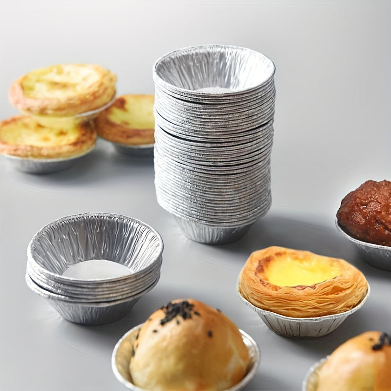 100/200 Pack Disposable Round Baking Foil Tins for Tarts and Pastries
