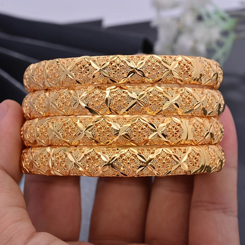 Women's Ethnic Style Hand Jewelry Bangle Bracelet Gold Tone