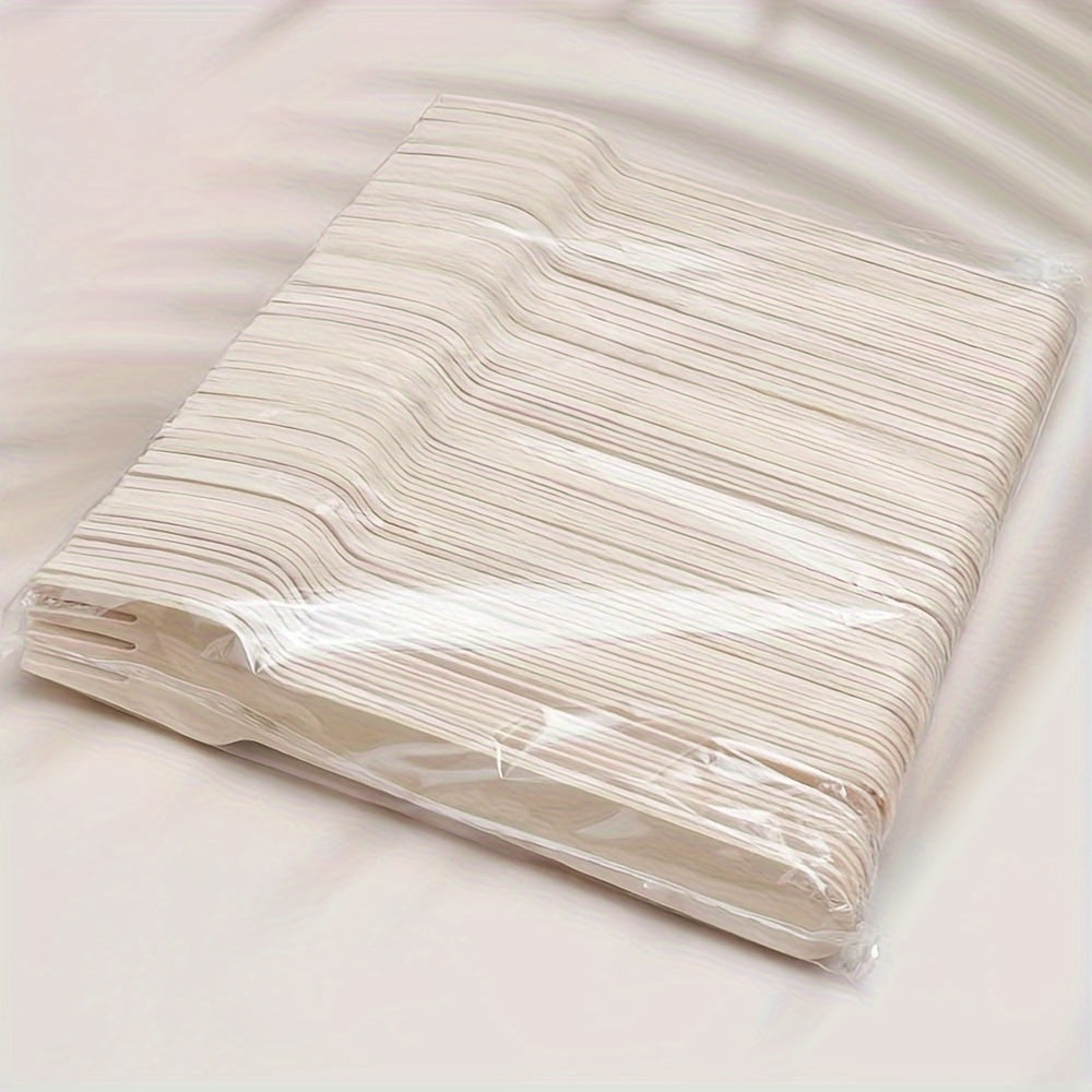 Set of 100 Birch Wood Disposable Cutlery Forks for Ice Cream, Fruit, Dessert
