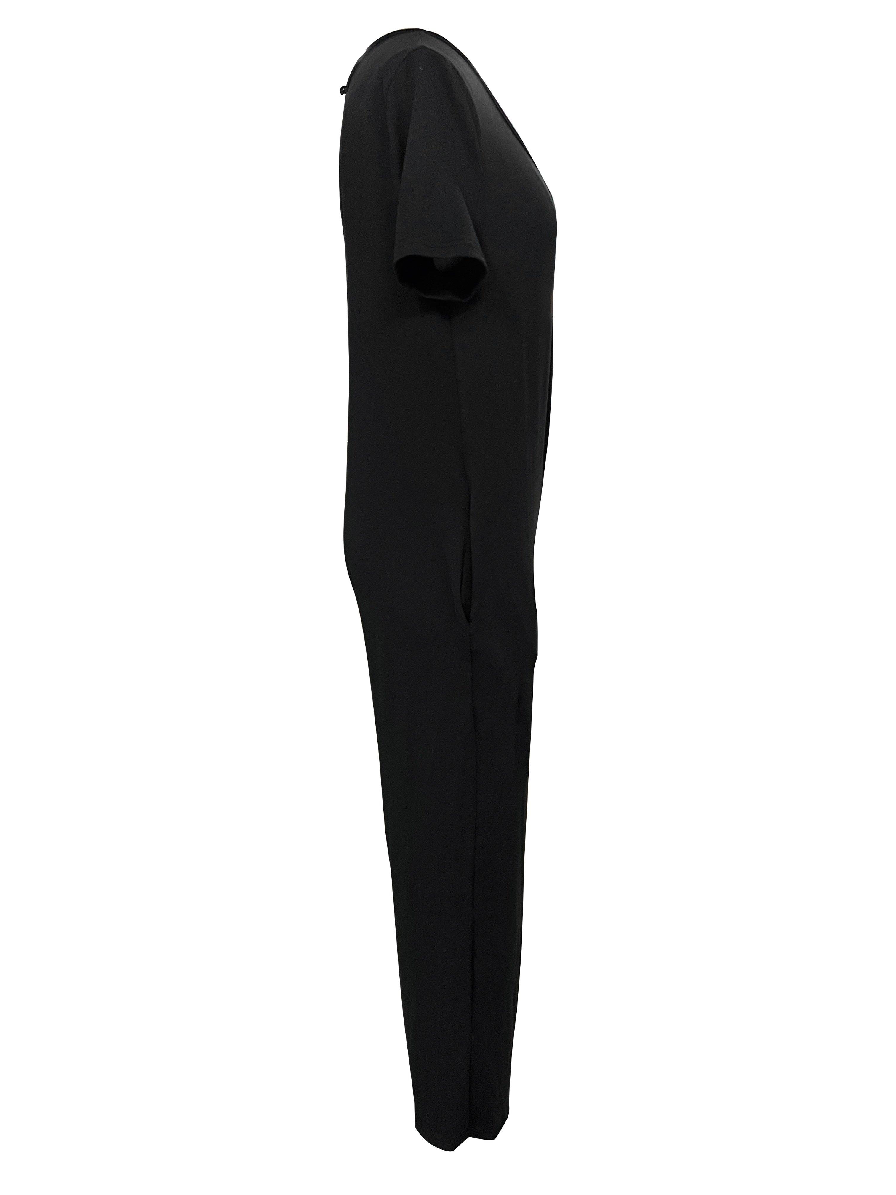 Plus Size Casual Short Sleeve Jumpsuit With Pockets for Spring Summer