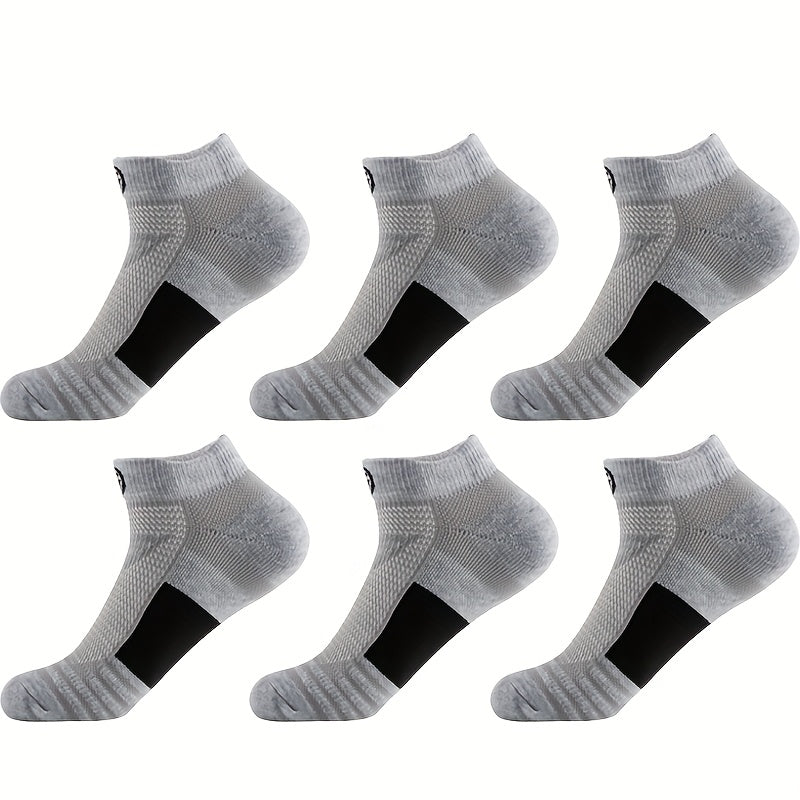Men's Athletic Socks Breathable Knit Geometric Pattern 6 Pairs
