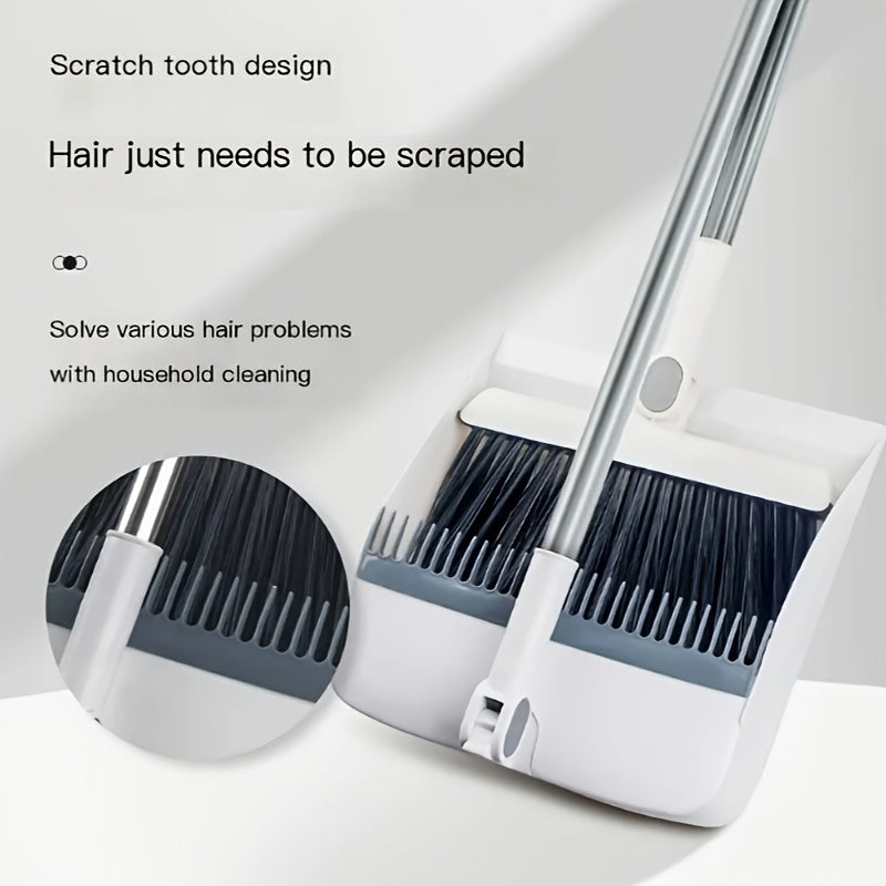 Household Broom and Dustpan Set for Hard Floors Non-Stick Hair Sweeping