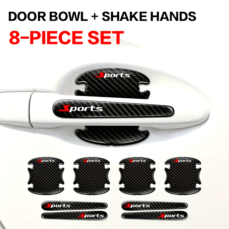Car Door Handle Protector Stickers Carbon Fiber Pattern Scratch-Resistant Film
