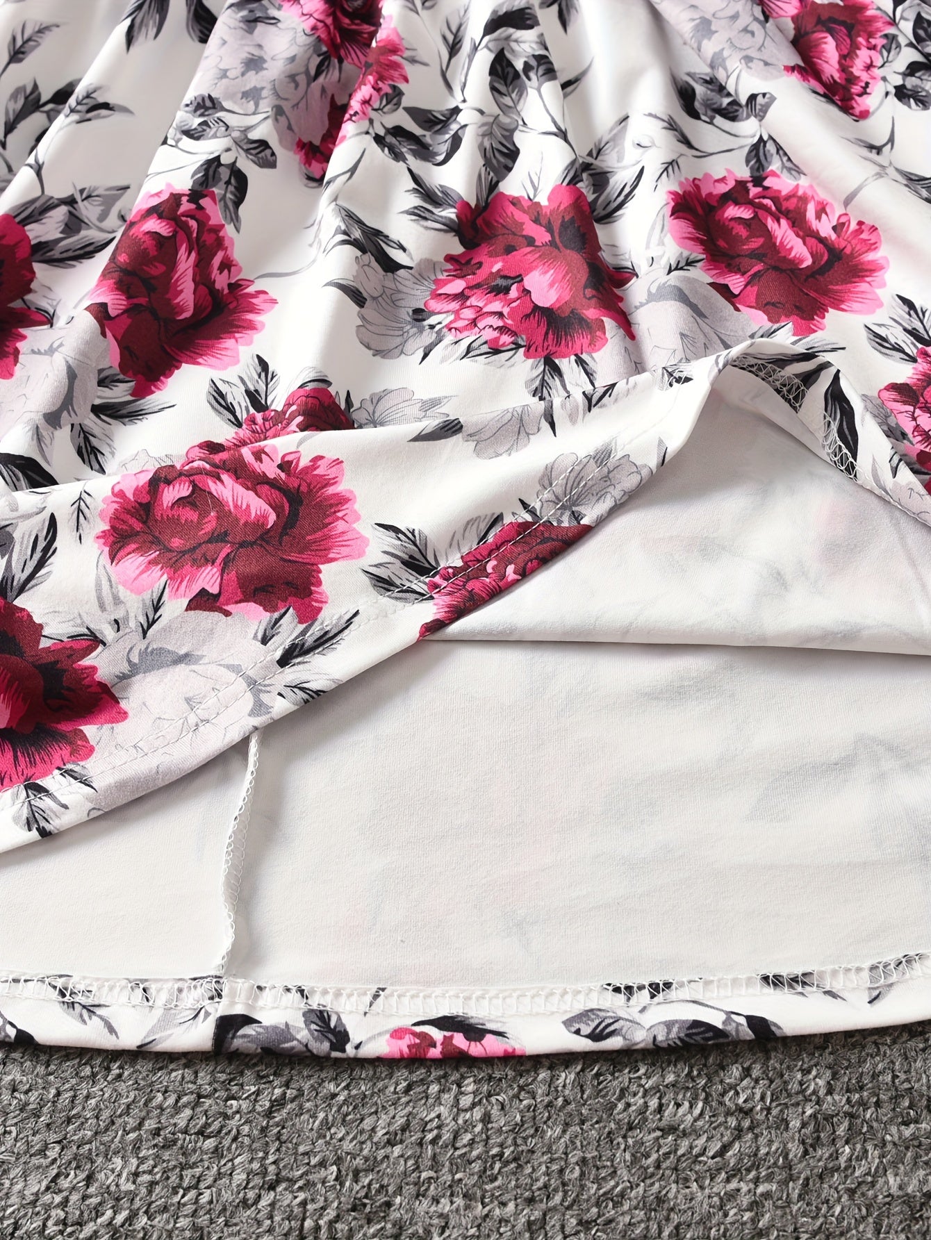 Girls' 2-Piece Floral Dress and Cardigan Set for Girls Over 3 Years Spring Fall