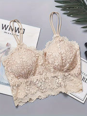 Wireless Lace Bralette for Women with Scallop Trim Comfortable Everyday Lingerie