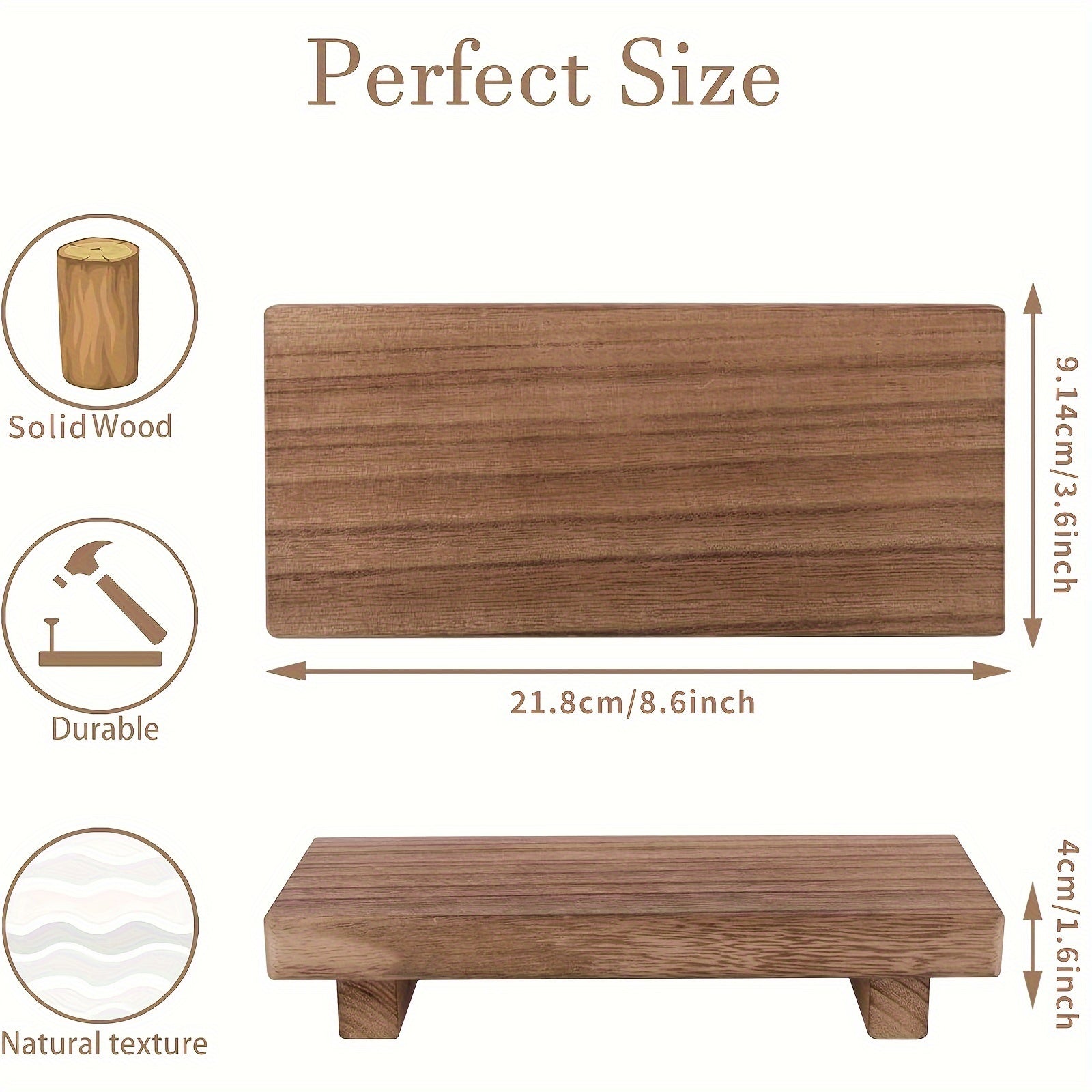 Rustic Wooden Bathroom Tray Farmhouse Decor Natural Solid Wood Kitchen Bathroom Organizer