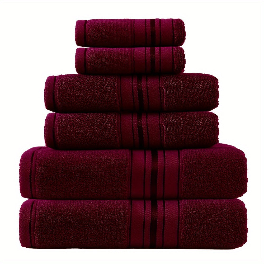 Set of 6 Absorbent Cotton Bath Towels for Spa Hotel Bathroom Use