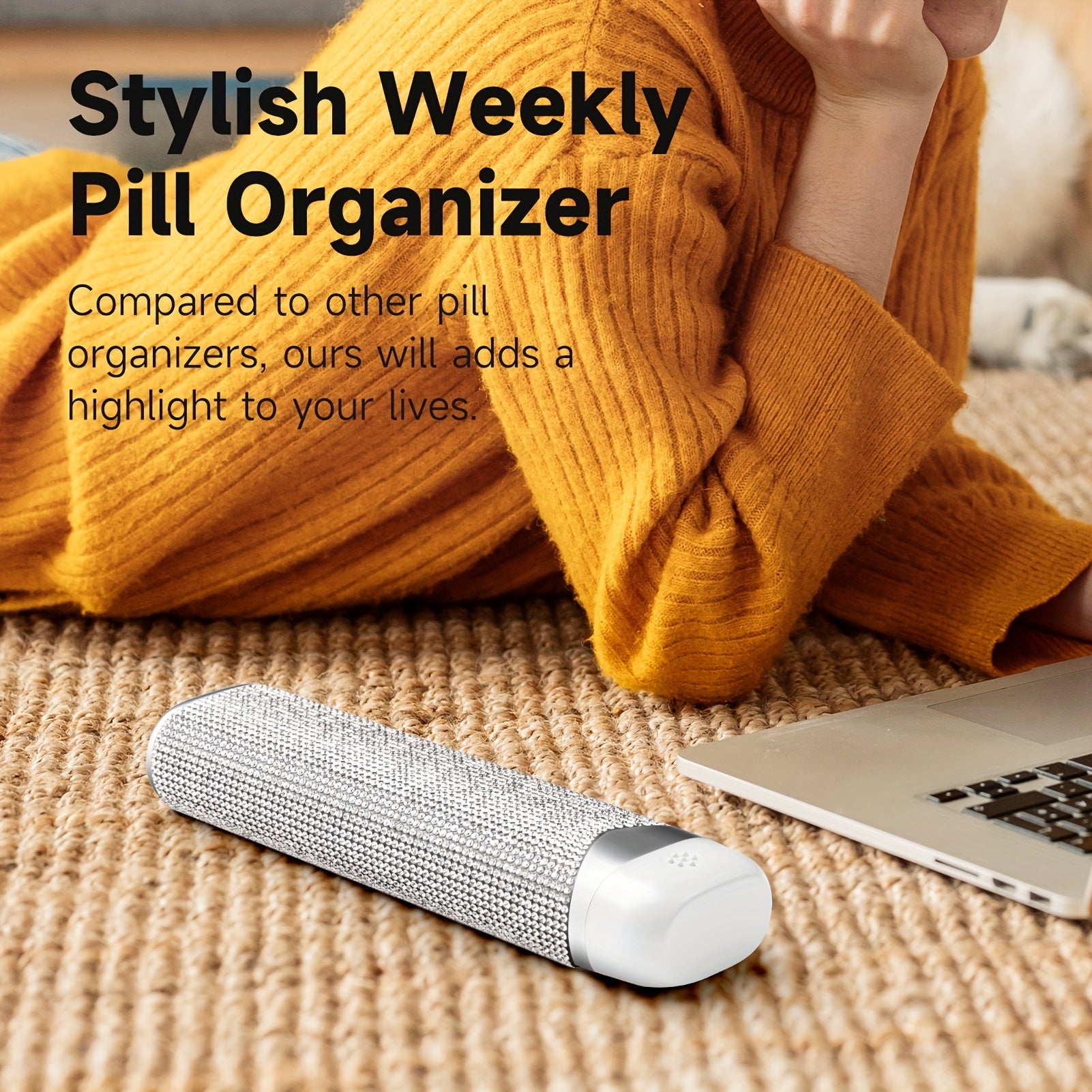 Women Men Weekly Diamond Medicine Organizer 7-Day Travel Vitamin Box