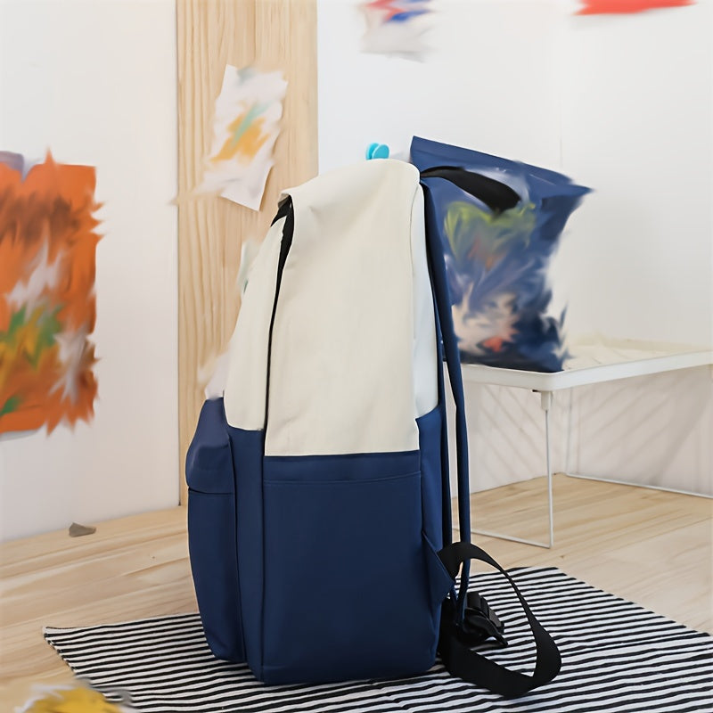 Women's Bag Set with Cat Applique Animal Print Zipper Closure Adjustable Straps