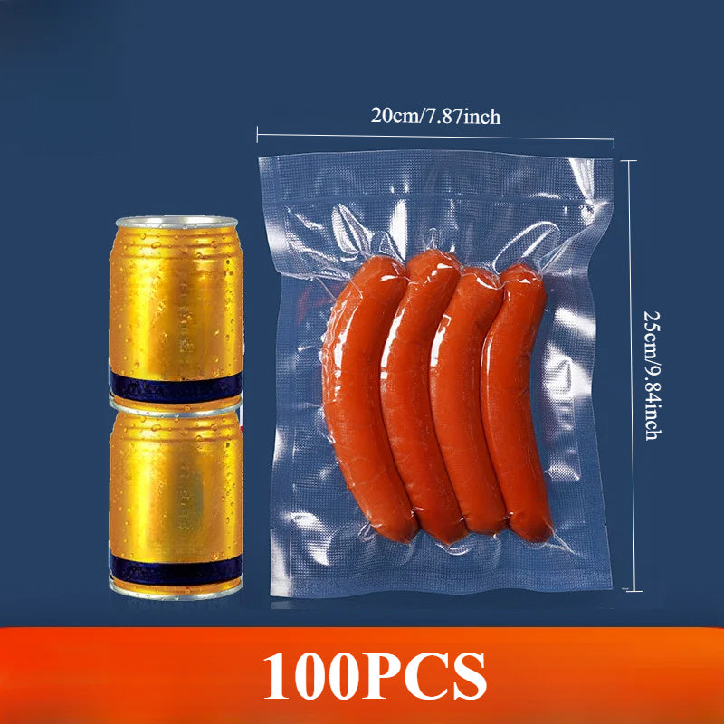 Qayta ishlatiladigan oziq-ovqat saqlash vakuumli qoplar 100 ta paket, yangi saqlash va tartib uchun