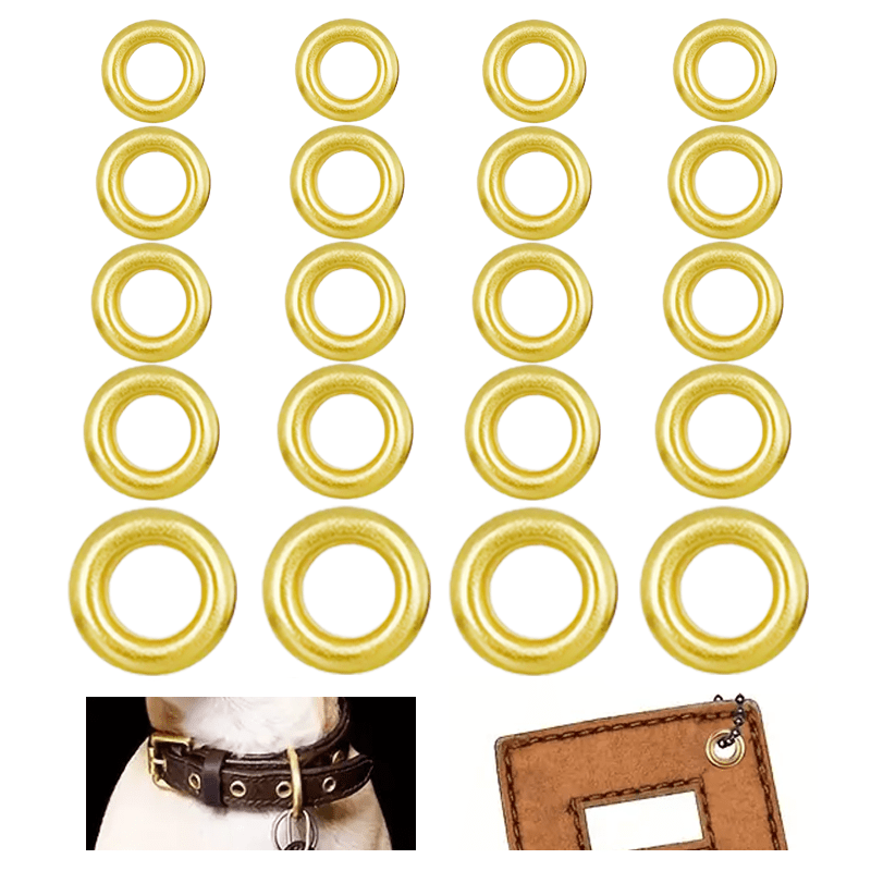 Golden Copper Eyelet Buckles 100 Sets with Gasket 5 Sizes for DIY Crafts