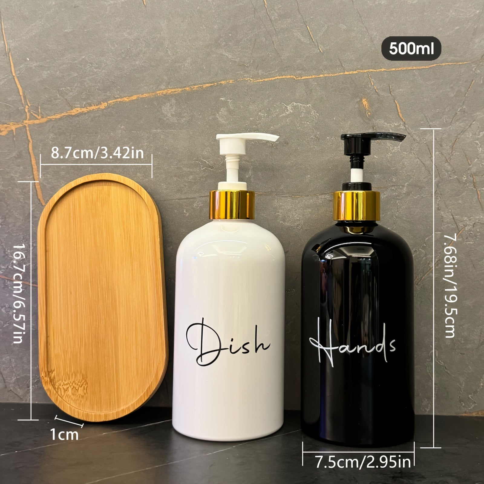 2-Pack 17 Oz Plastic Hand and Dish Soap Dispensers Refillable Lotion Bottles Kitchen Bathroom