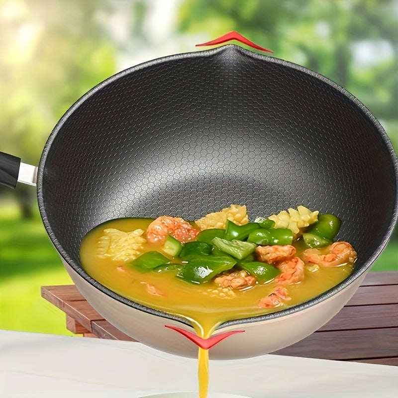 Cast Iron Skillet with Non-Stick Honeycomb Surface and Lid for Frying and Grilling