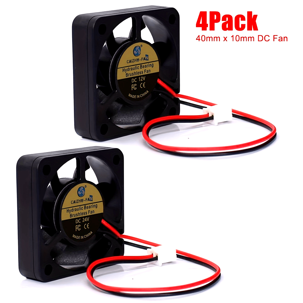 4pcs 40x40x10mm Brushless Cooling Fans 12V 24V for 3D Printers DVRs Small Appliances