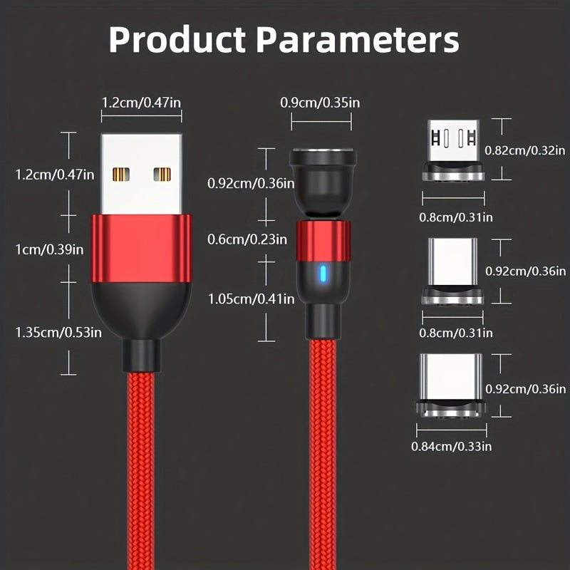 Universal Magnetic Charging Cable Fast Charging 3A Rotating Bending Data Cord