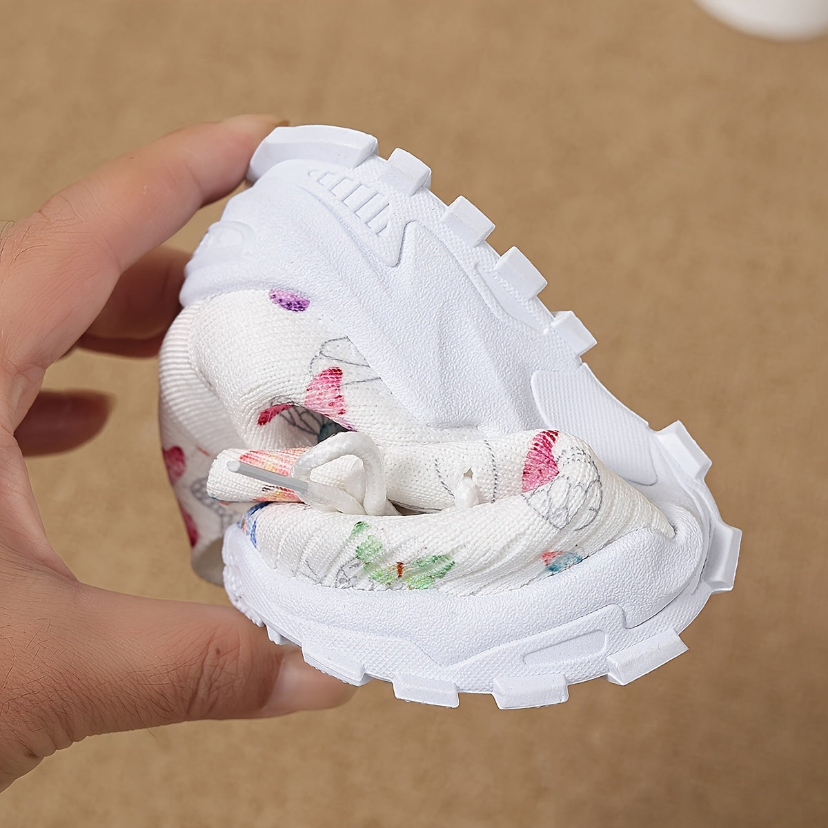 Girls' Casual Butterfly Print Sneakers for Kids Breathable Fabric Soft PVC Sole