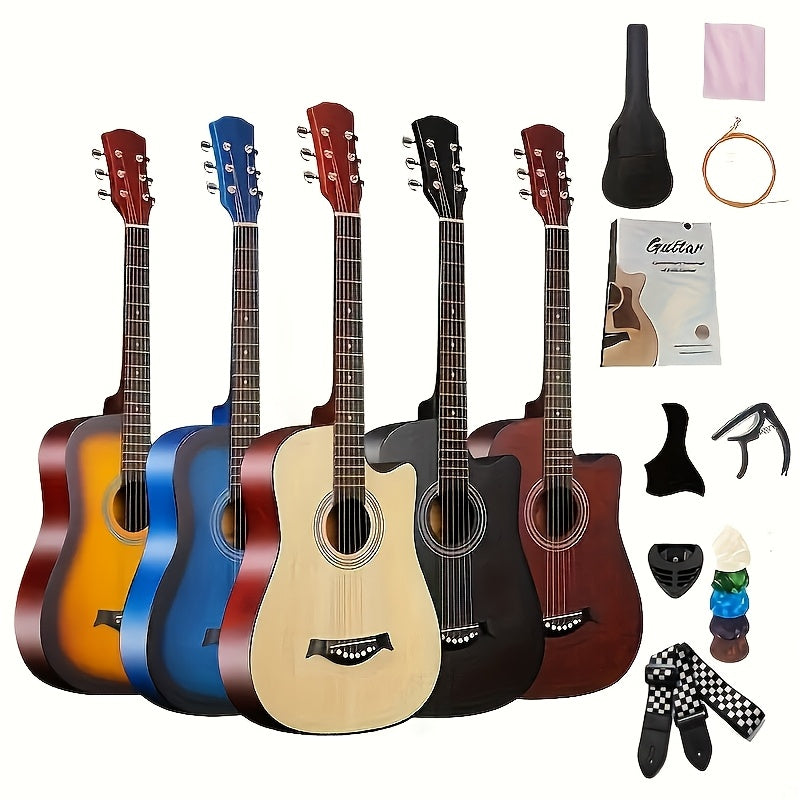 Acoustic Guitar Starter Kit with Basswood Guitar Accessories and Teaching Materials