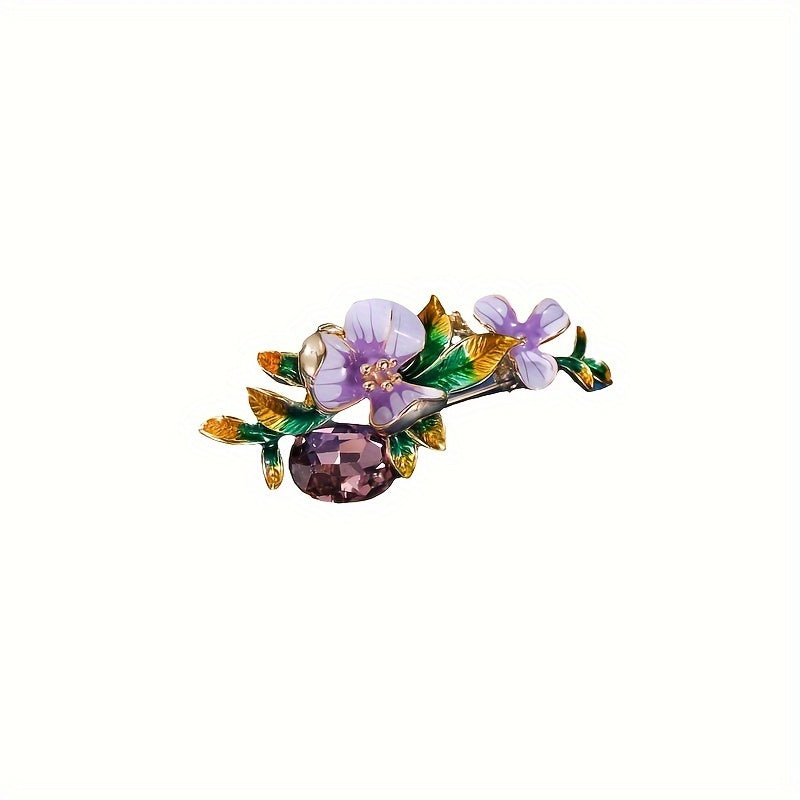 Elegant Iris Flower Brooch Pin Alloy Jewelry with Oil Drop Finish for Suits and Collars