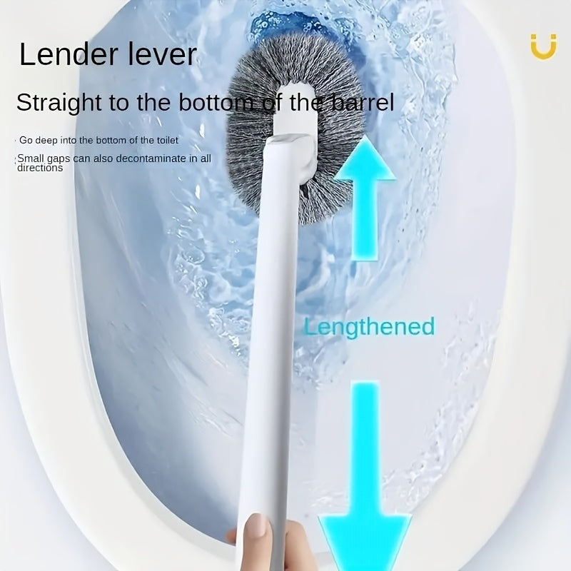 Ergonomic Long Handle Toilet Brush with C-Shaped Head Bathroom Cleaning Tool
