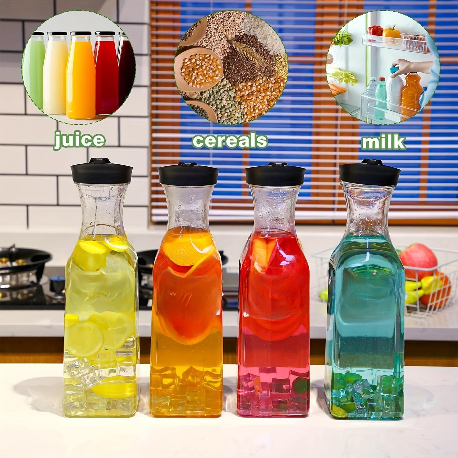 3pc Clear Square Pitcher Set 50oz 67oz with Flip Lids for Iced Tea Juice