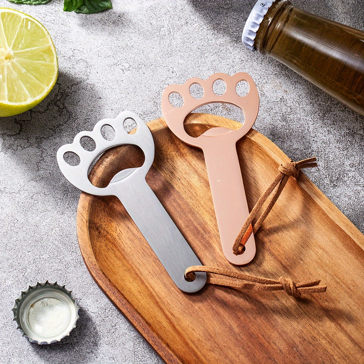 Stainless Steel Cat Claw Beer Opener with Wooden Handle