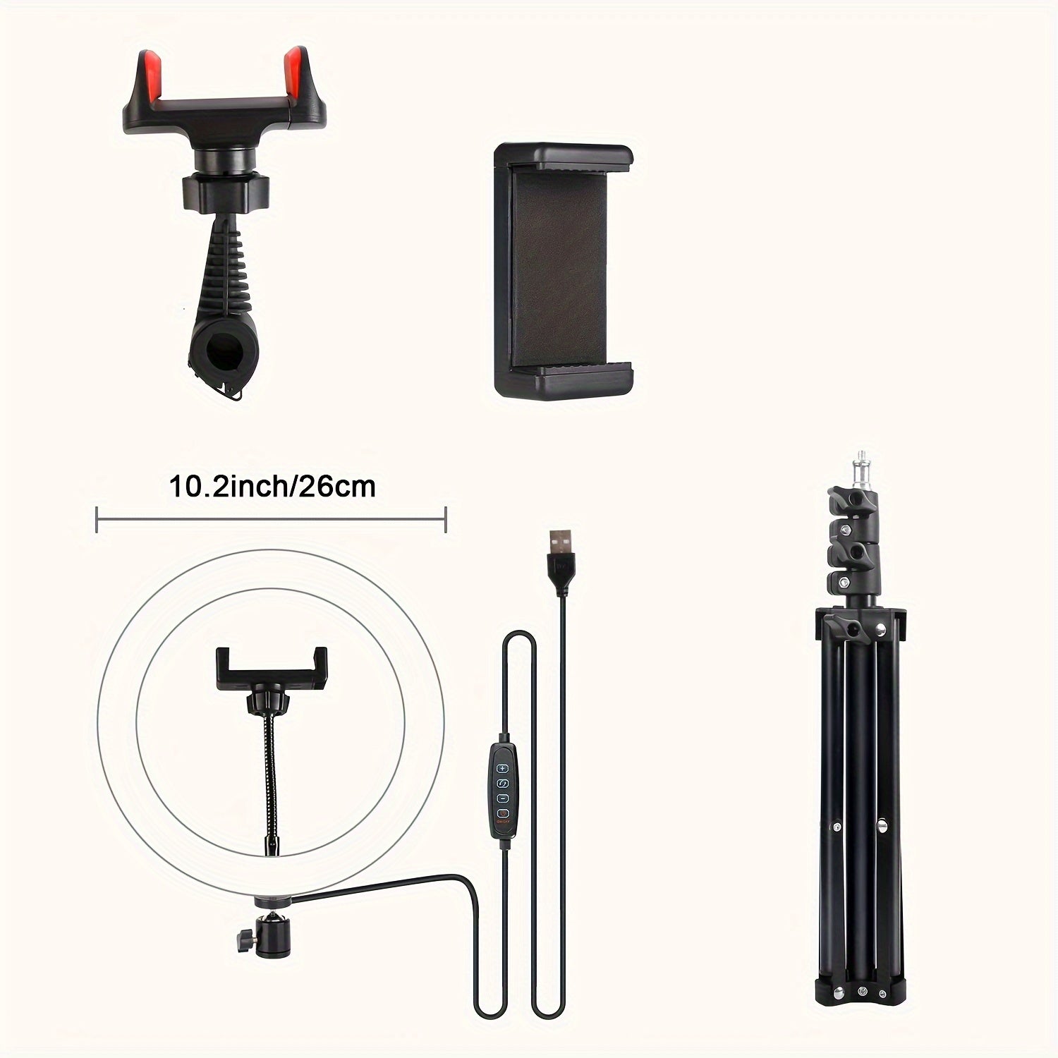 Комплект светодиодного кольцевого светильника для селфи с регулируемым штативом и двойной подставкой для телефона, 3 цветовых режима